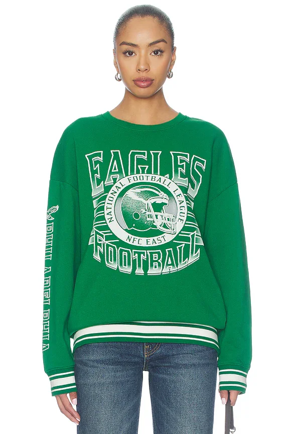 Eagles Striped Rib Crew Sweatshirt