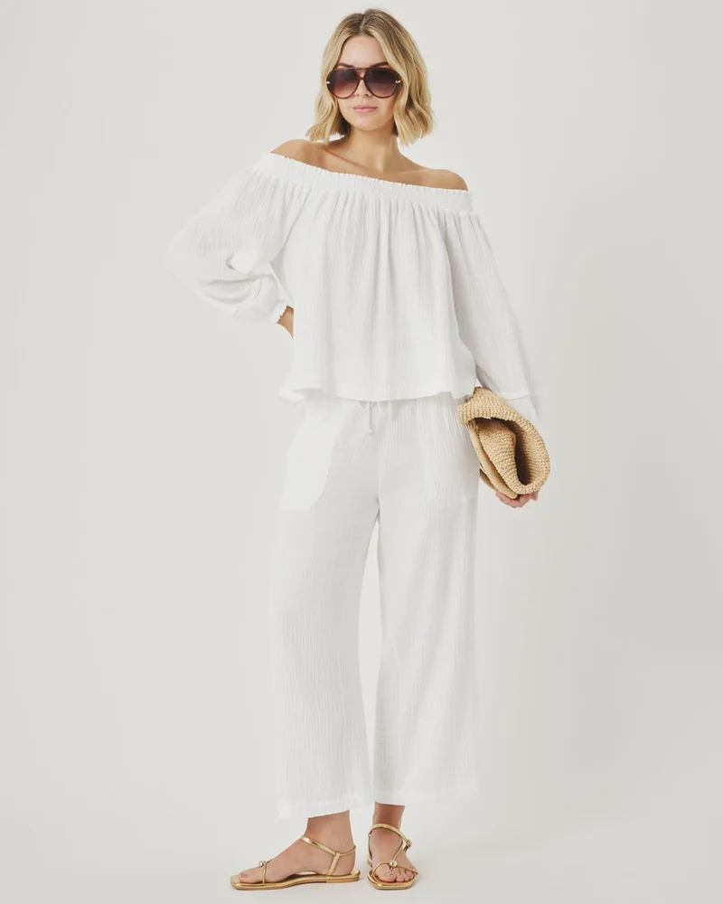 Ava Gauze Off-Shoulder Top