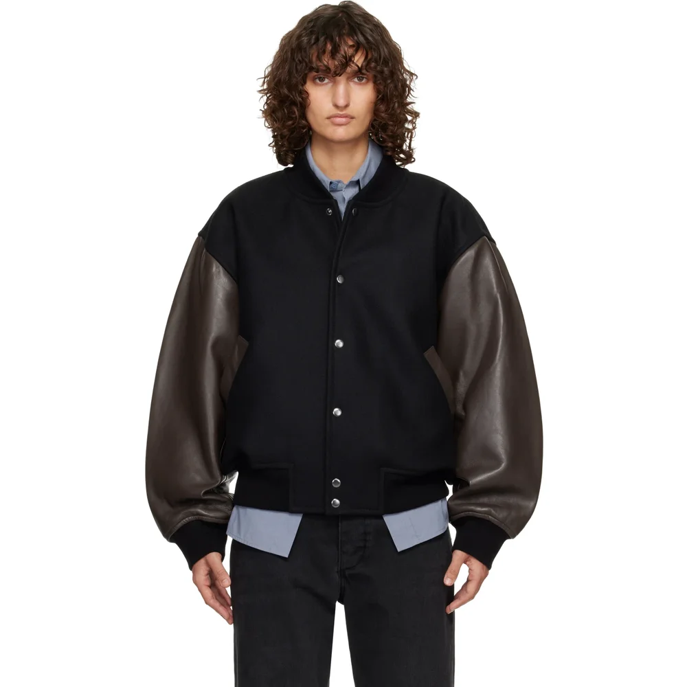 Black & Brown Alph Leather Bomber Jacket