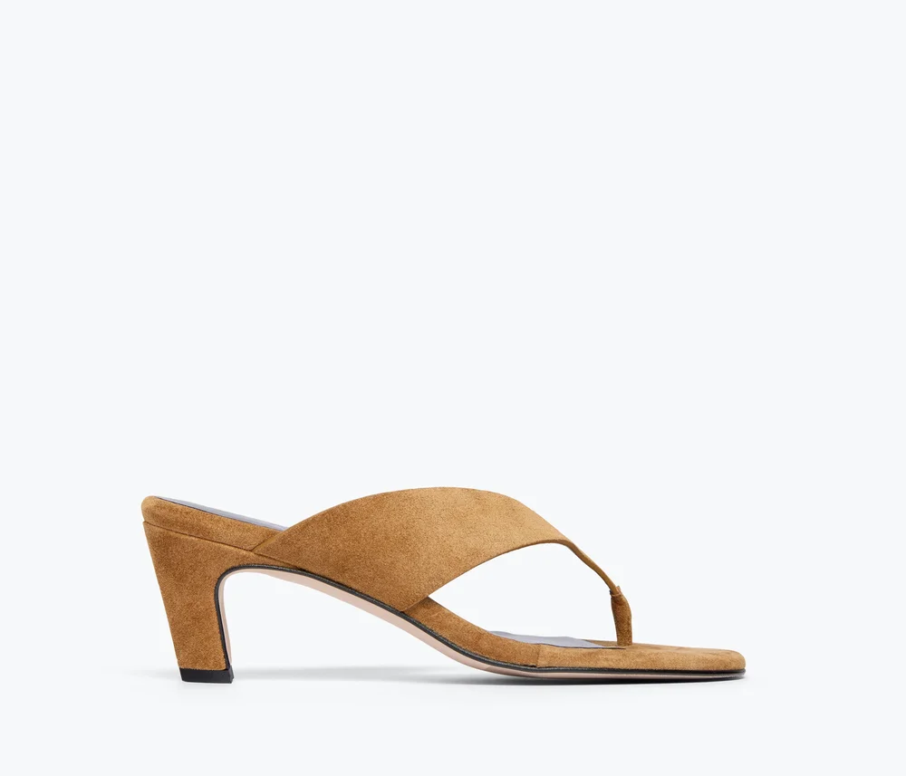 KAT HEELED LEATHER THONG SANDAL