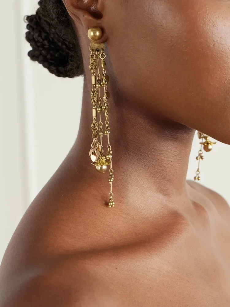 Embellished gold-tone earrings