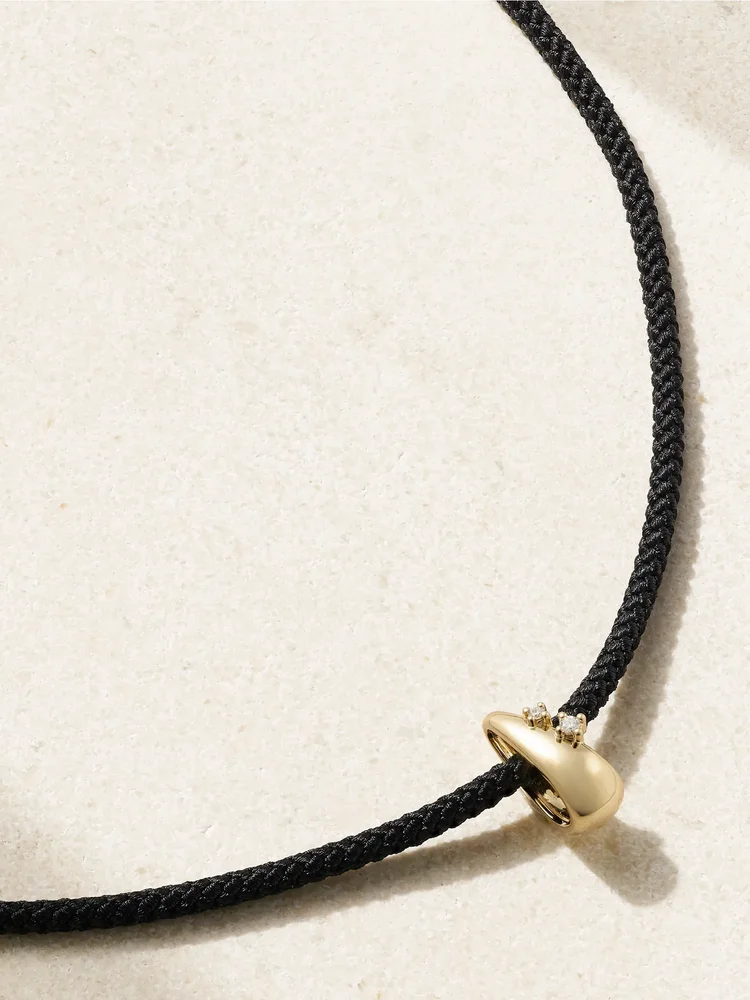14-karat gold, cord and diamond necklace
