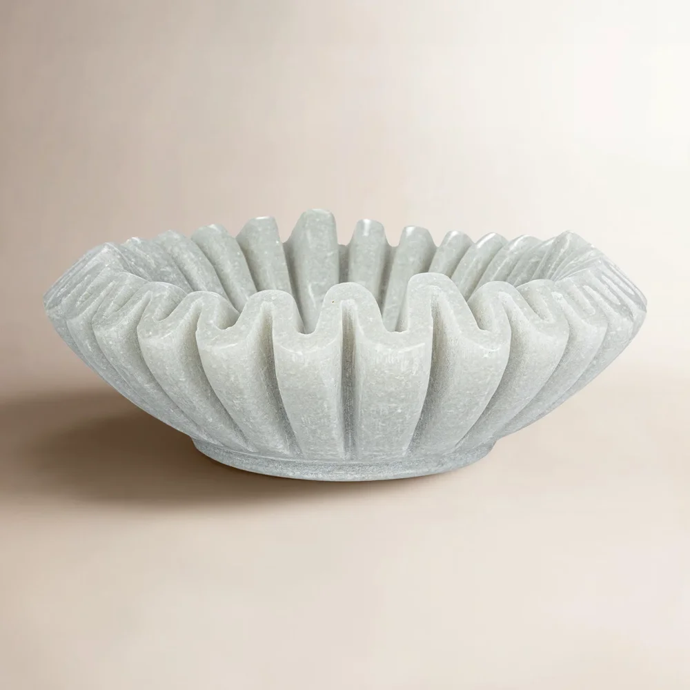 Round Marble Pleated Dish