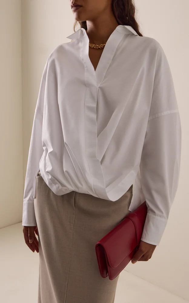 Organic Cotton Poplin Popover Wrap Shirt