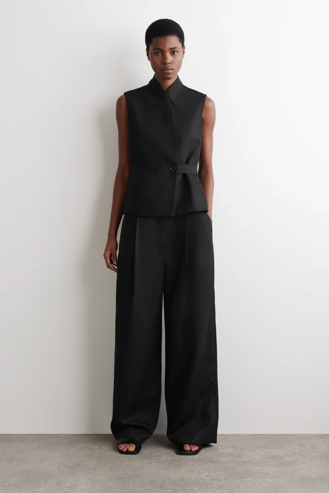 Relaxed Linen-Blend Wide-Leg Pants