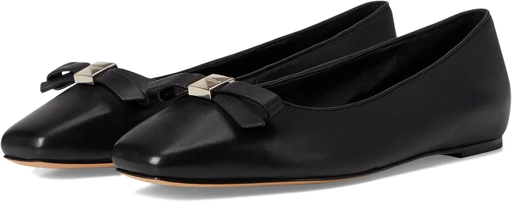 Deco Bow Smooth Leather Flat