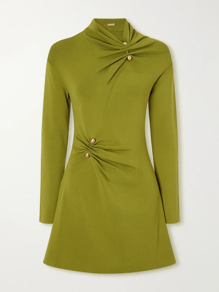 Kadia embellished gathered jersey mini dress