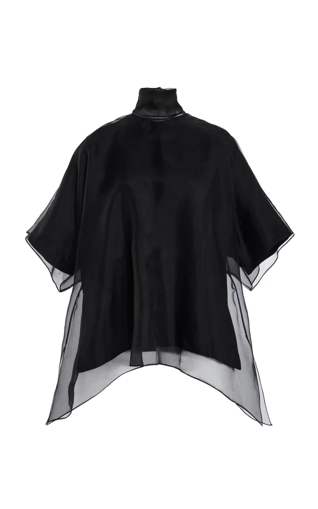 The Cali Tie-Neck Silk-Organza Blouse