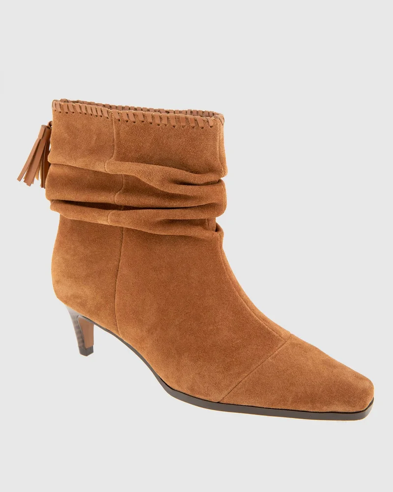 Jose Scrunch Suede Bootie in Caramel