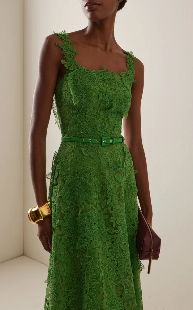 Hydrangea Floral Lace Midi Dress