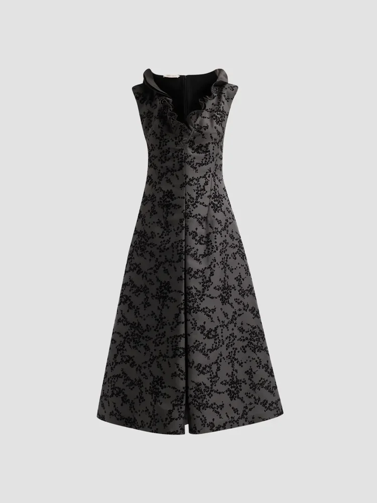 Flocked Floral Radzmir Midi Dress