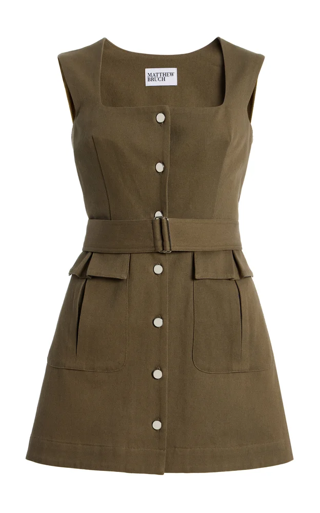 Apron Cargo Army Cotton Mini Dress