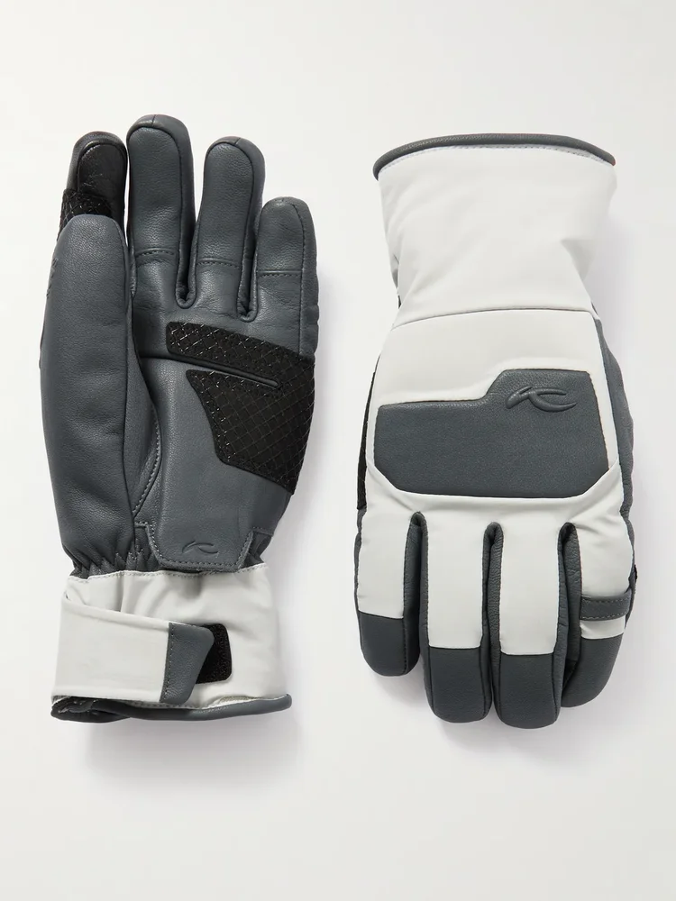 Logo-Embossed Leather and Shell Ski Gloves