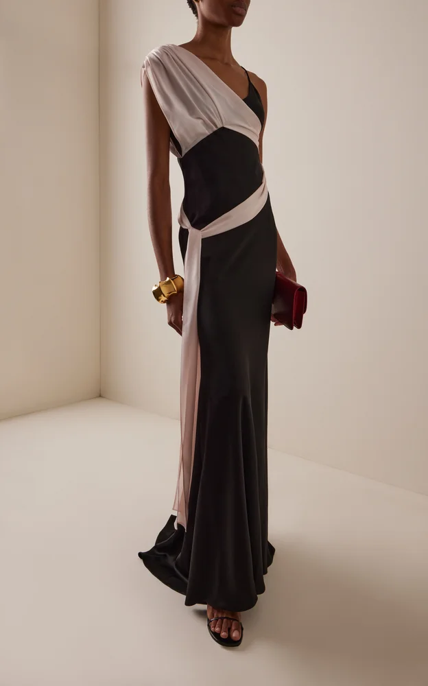 Draped Satin Slip Gown