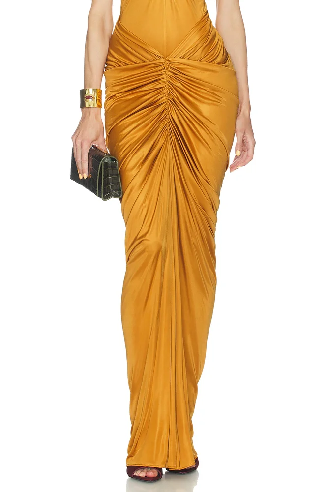 Ruched Pocket Long Skirt