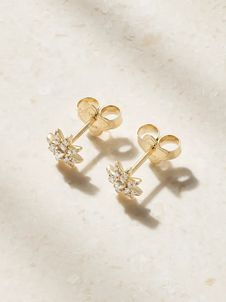 Starburst 18-karat gold diamond earrings