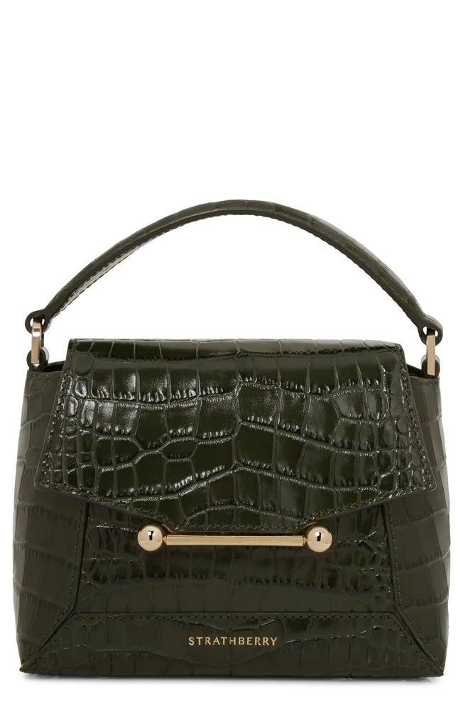 Nano Mosaic Croc Embossed Leather Handbag