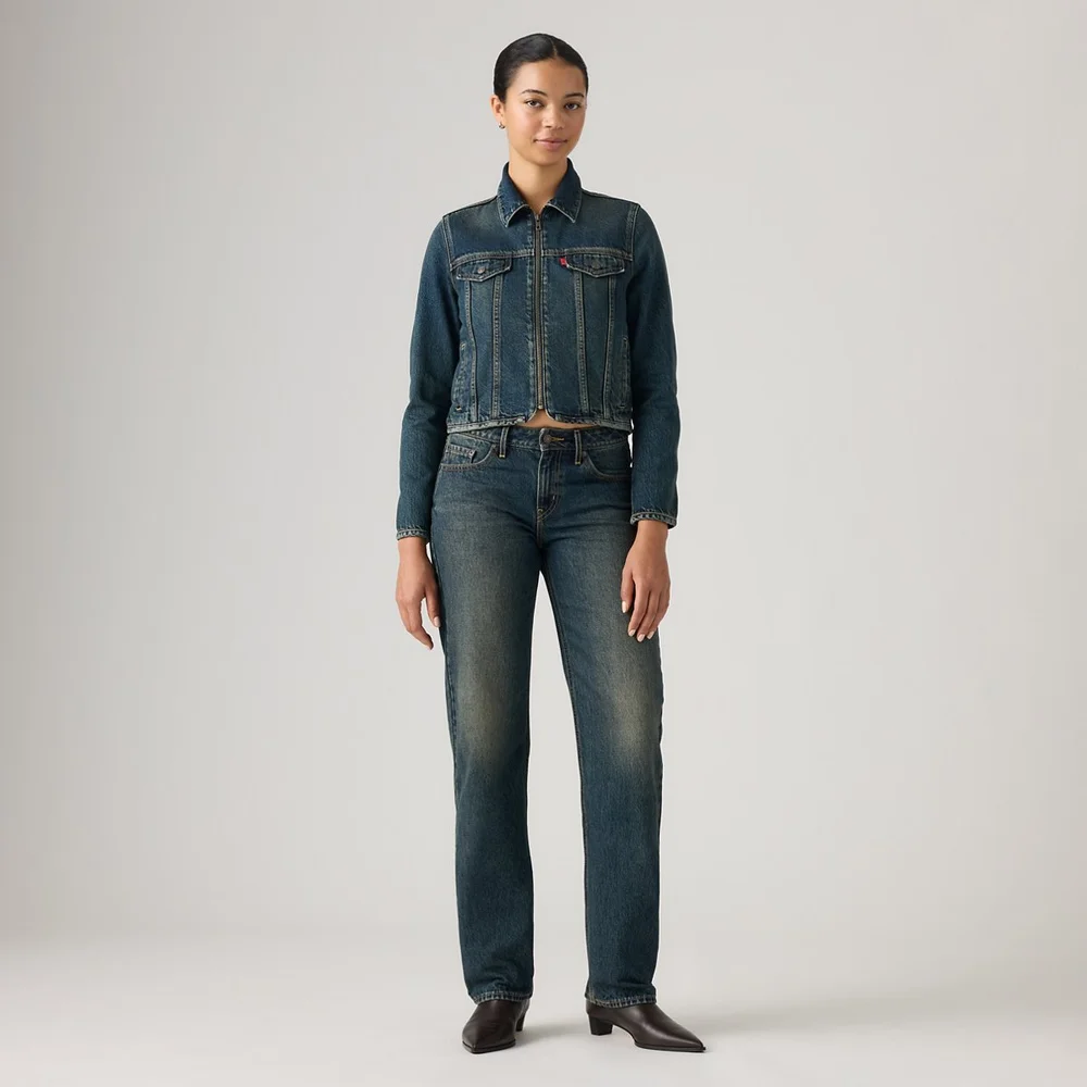 Low Straight Jeans in Happy Tale, Medium Wash