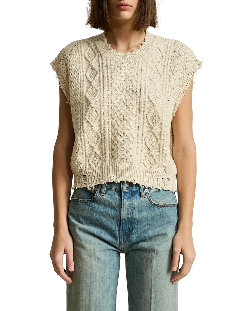 Boyfriend Cable Crewneck Sweater Vest