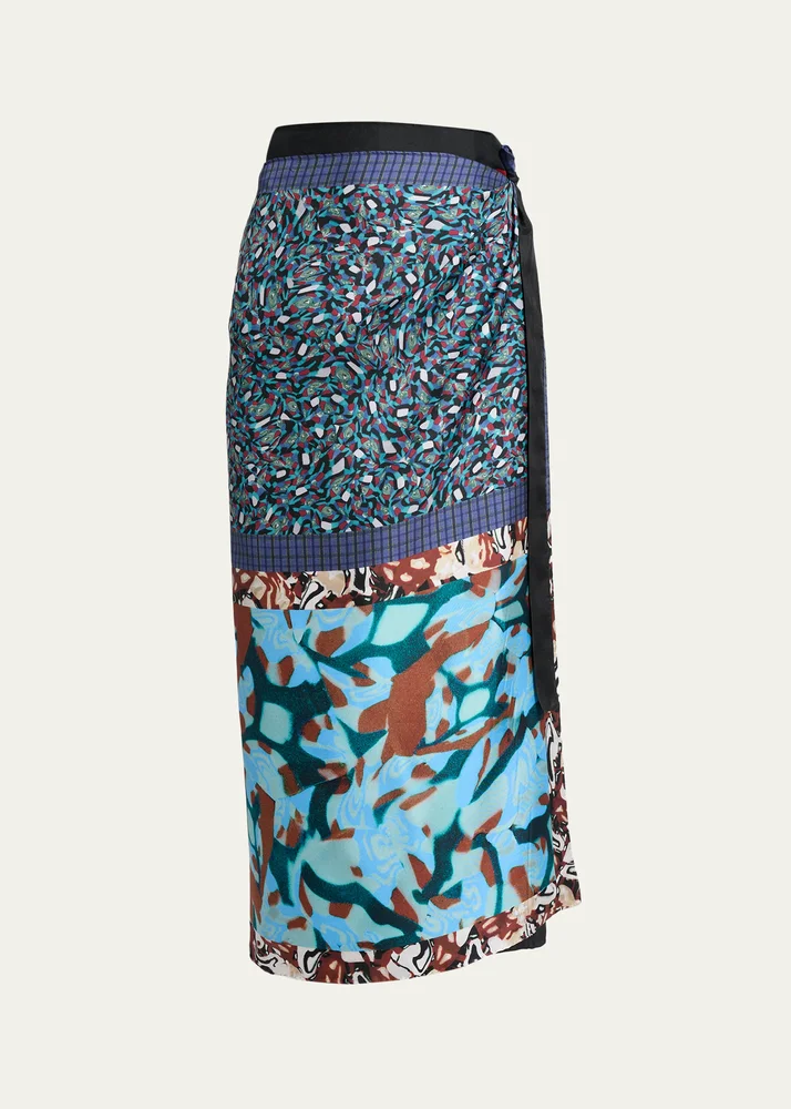 Silk Long Wrap Scarf Skirt