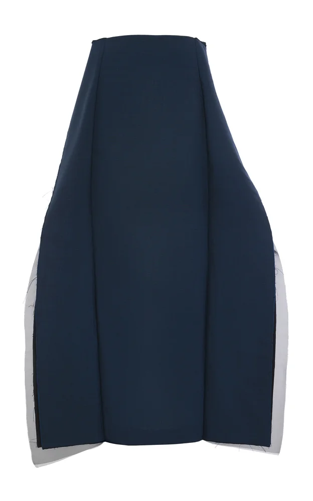 Panelled Silk-Wool Midi Skirt