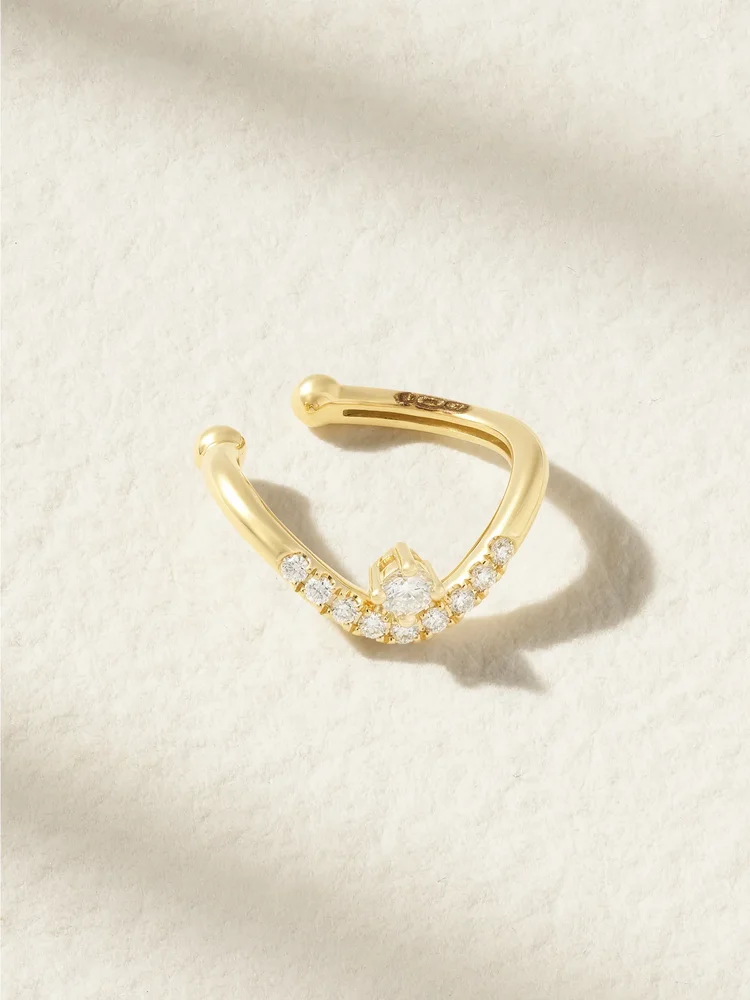 14-karat gold diamond ear cuff