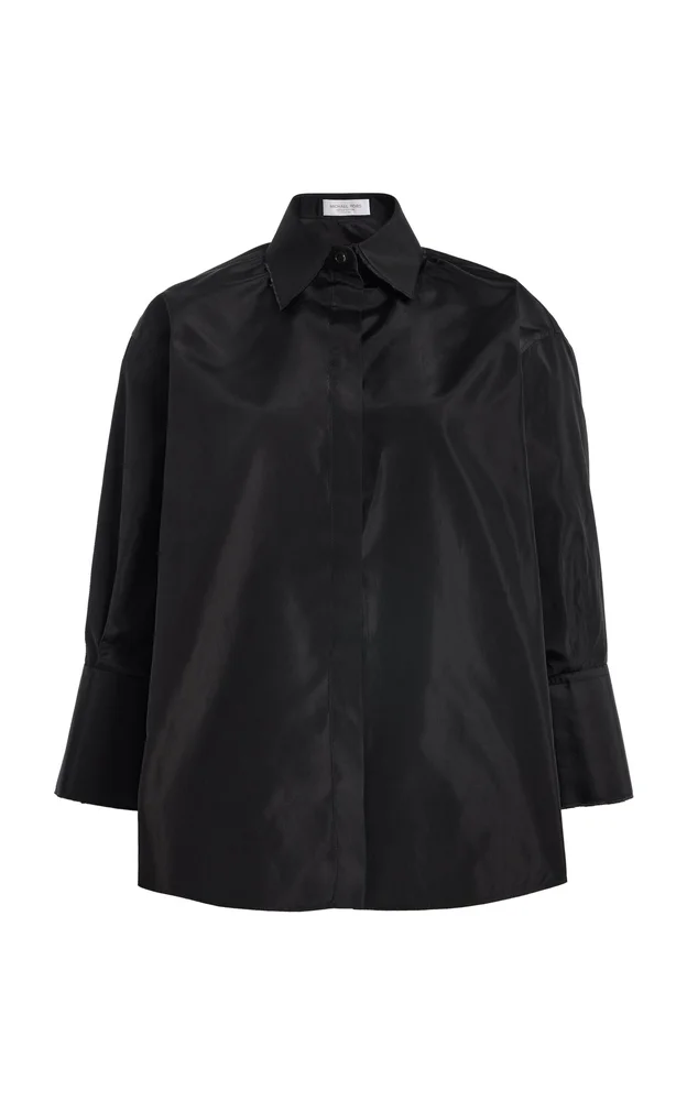 Frayed Silk Button-Down Shirt