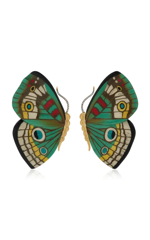 Marquetry 18K Yellow Gold Diamond Earrings