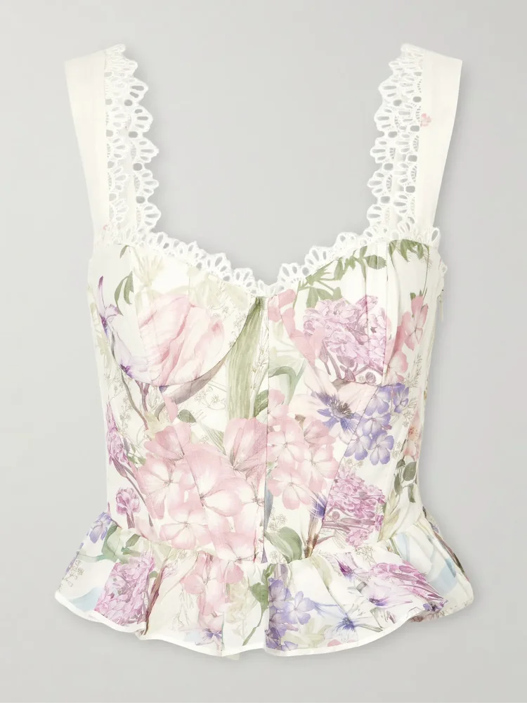 Floret floral cotton-blend top