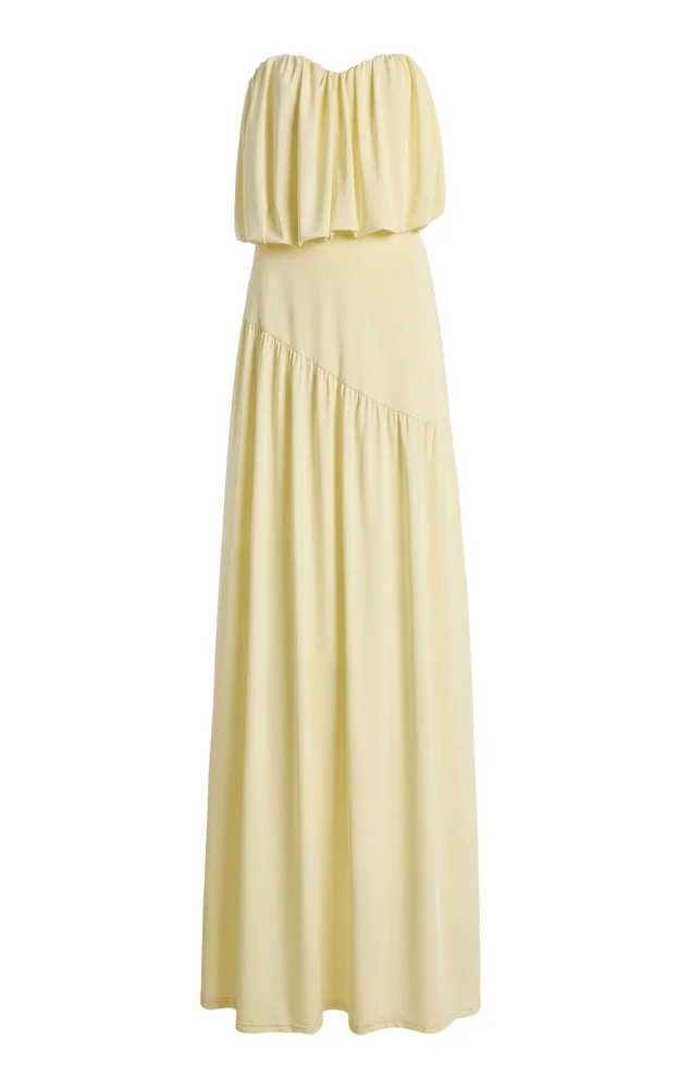 Exclusive Seraphic Strapless Jersey Maxi Dress