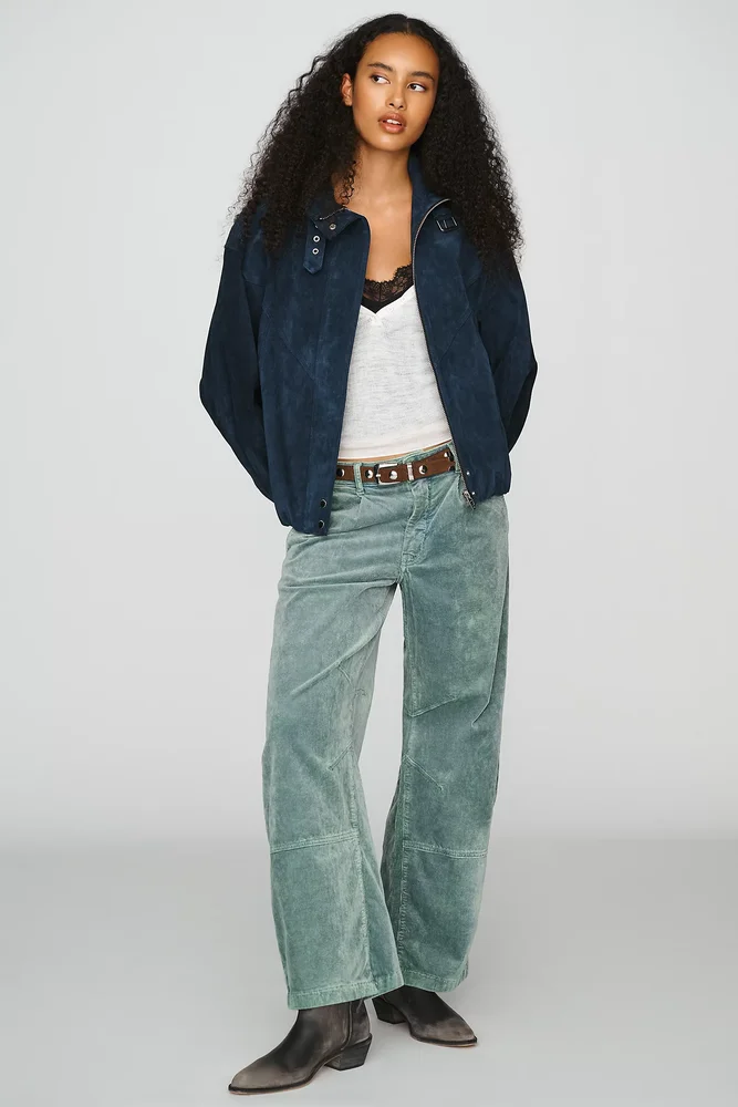 Elmira Corduroy Stretch Barrel-Leg Pants