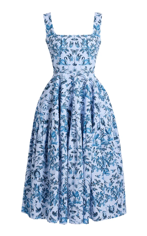 Ruffled Poplin Cotton Midi Dress