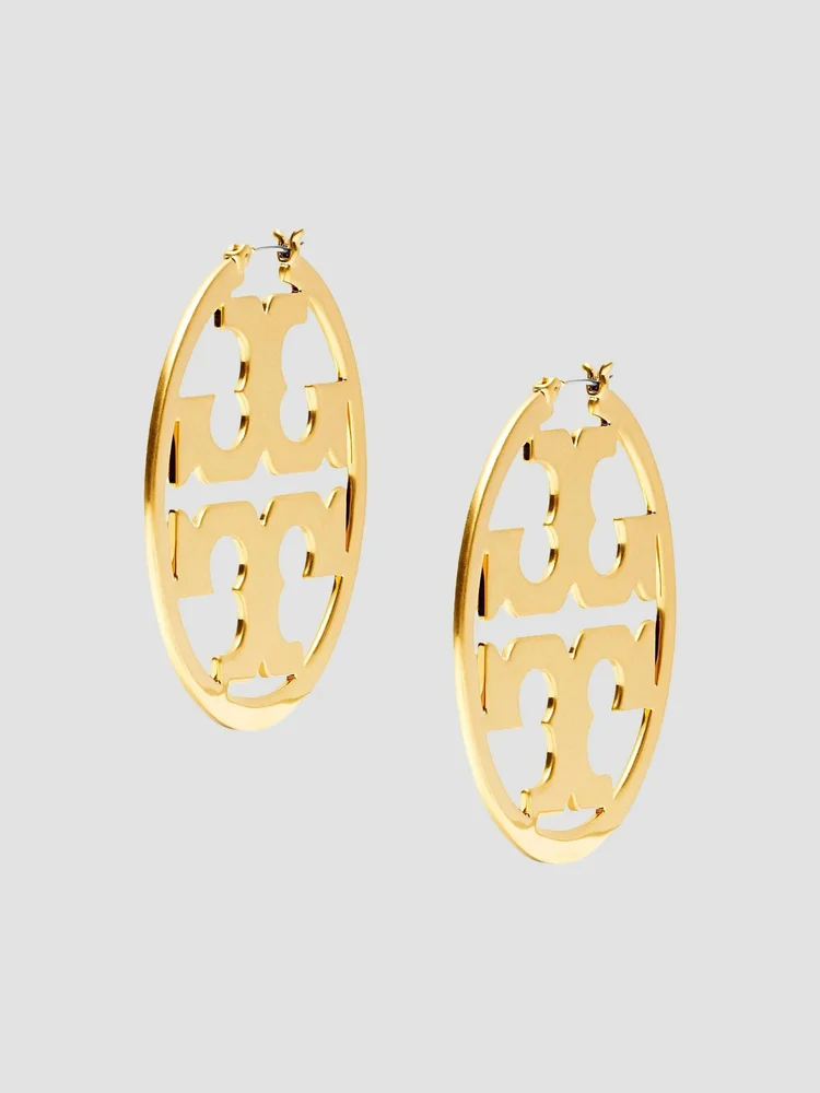 Goldtone Double T Hoop Earrings