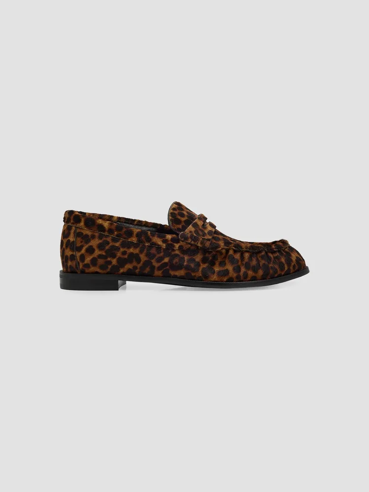 Lexi Leopard-Print Calf-Hair Loafers