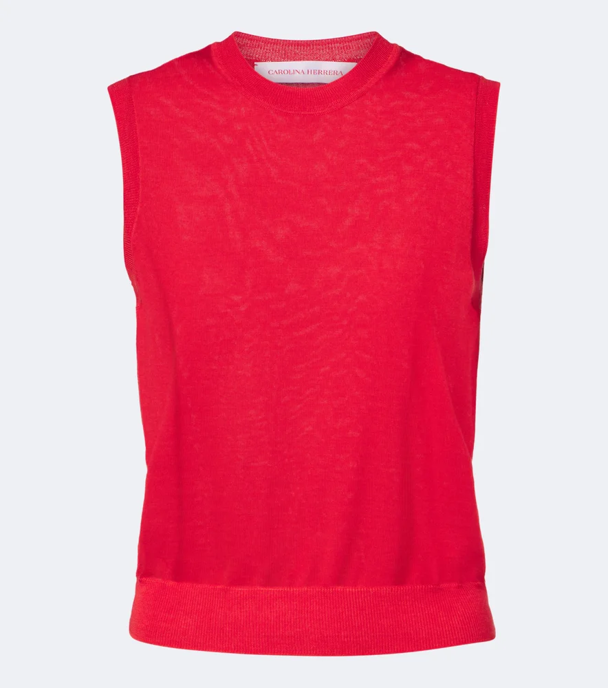 Wool and silk-blend top