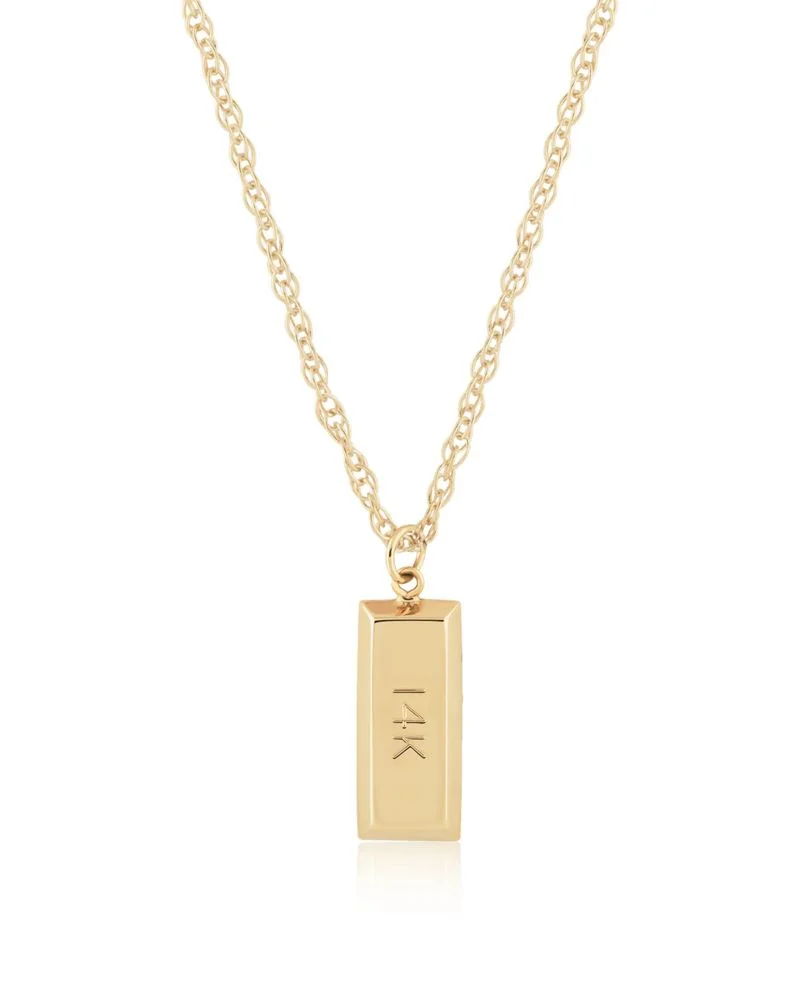 Rectangular Bar Pendant Necklace in 14K Yellow Gold, 18"