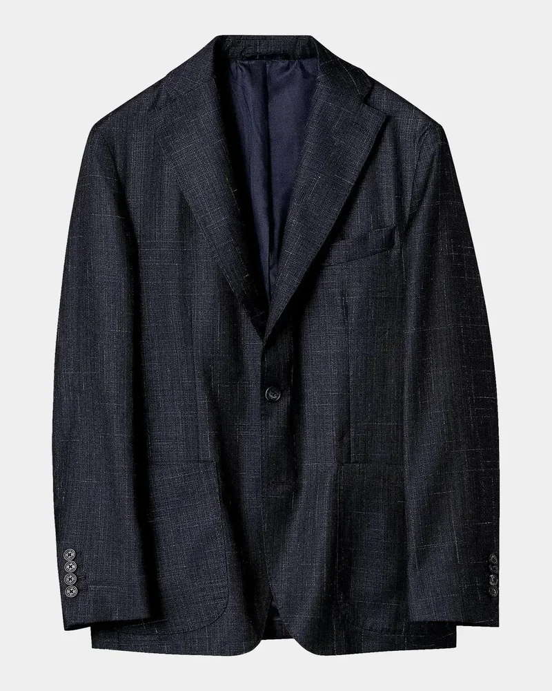Brushed-Plaid Wool-Silk Jacket