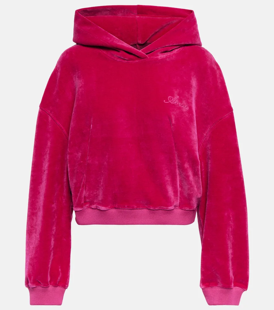 Cropped velour hoodie