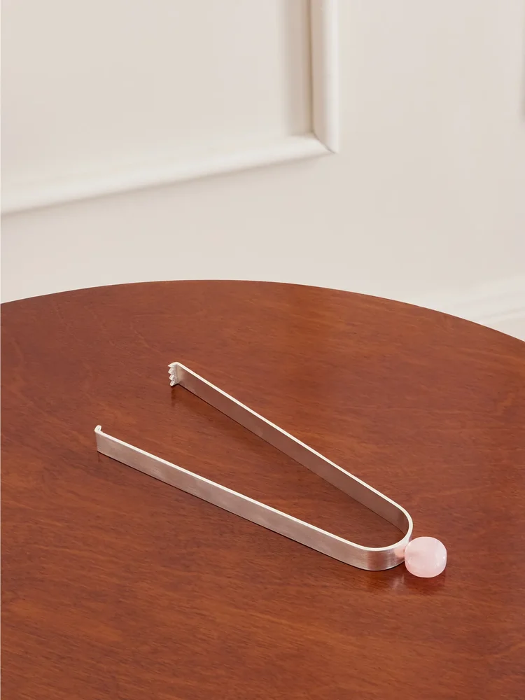 Silver-plated and quartz ice tongs