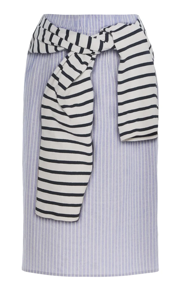 The Townes Trompe L'oeil Cotton Midi Skirt