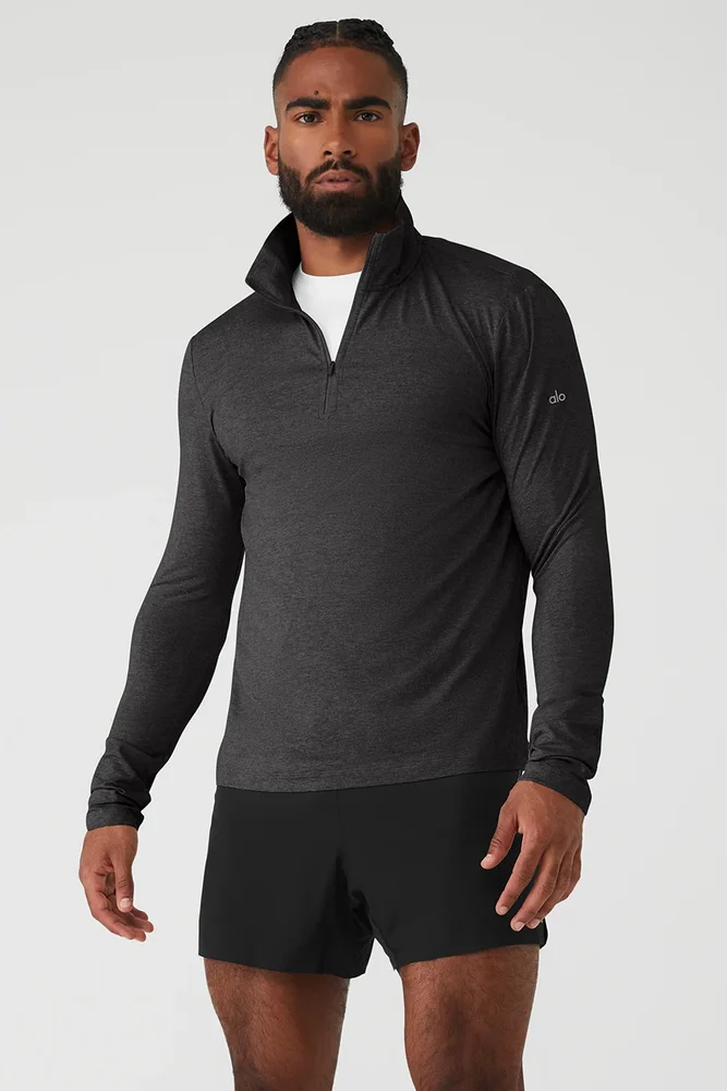 Alo Yoga Conquer 1/4 Zip Reform Long Sleeve - Dark Heather Grey