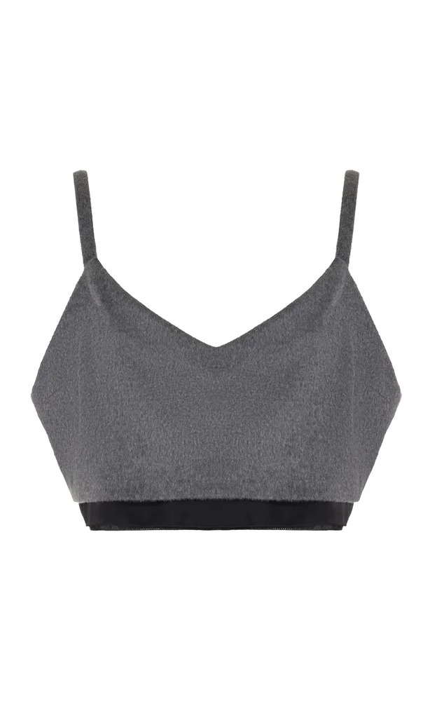 Layered Wool-Cashmere Crop Top