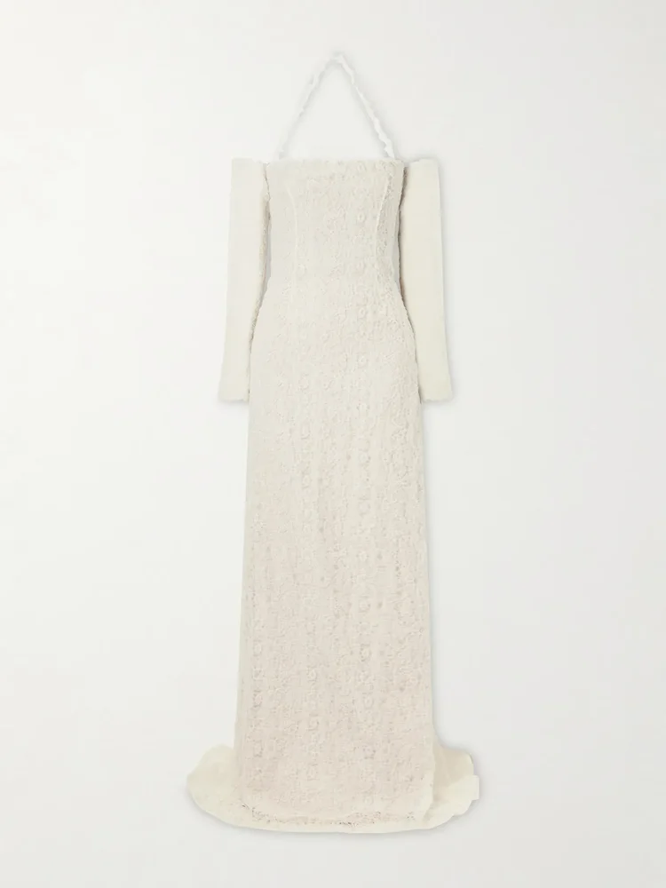 Evie embroidered tulle and organza gown