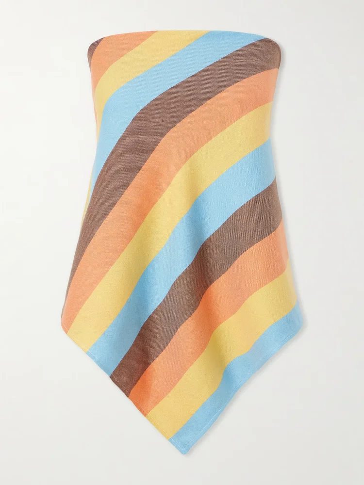 The Triangle strapless striped cotton-blend top