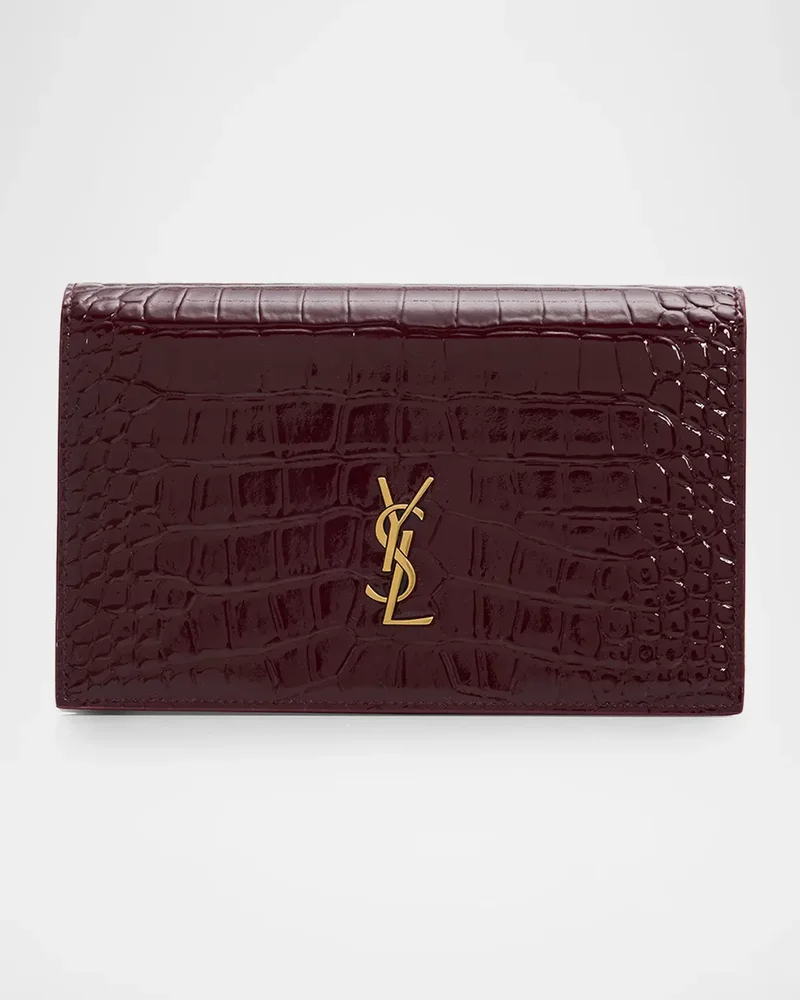 YSL Croc-Embossed Leather Crossbody Bag