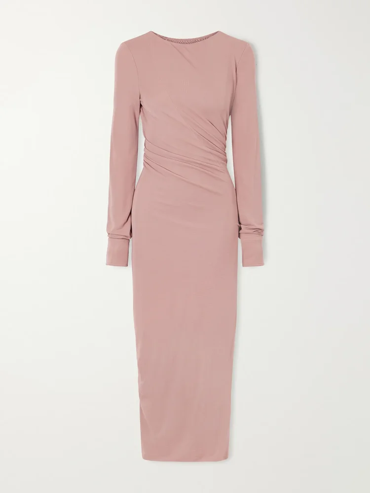 Draped crepe-jersey midi dress