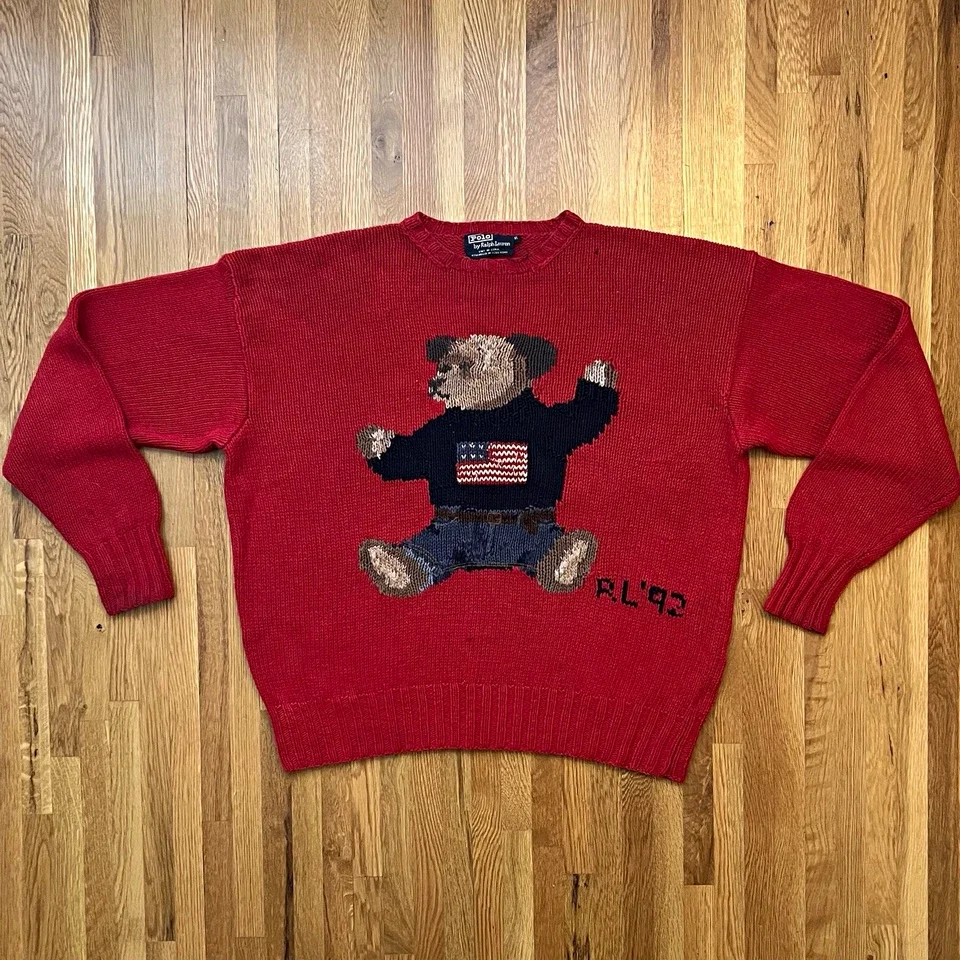 Vintage 1992 Polo Ralph Lauren Polo Bear Hand Knit Sweater