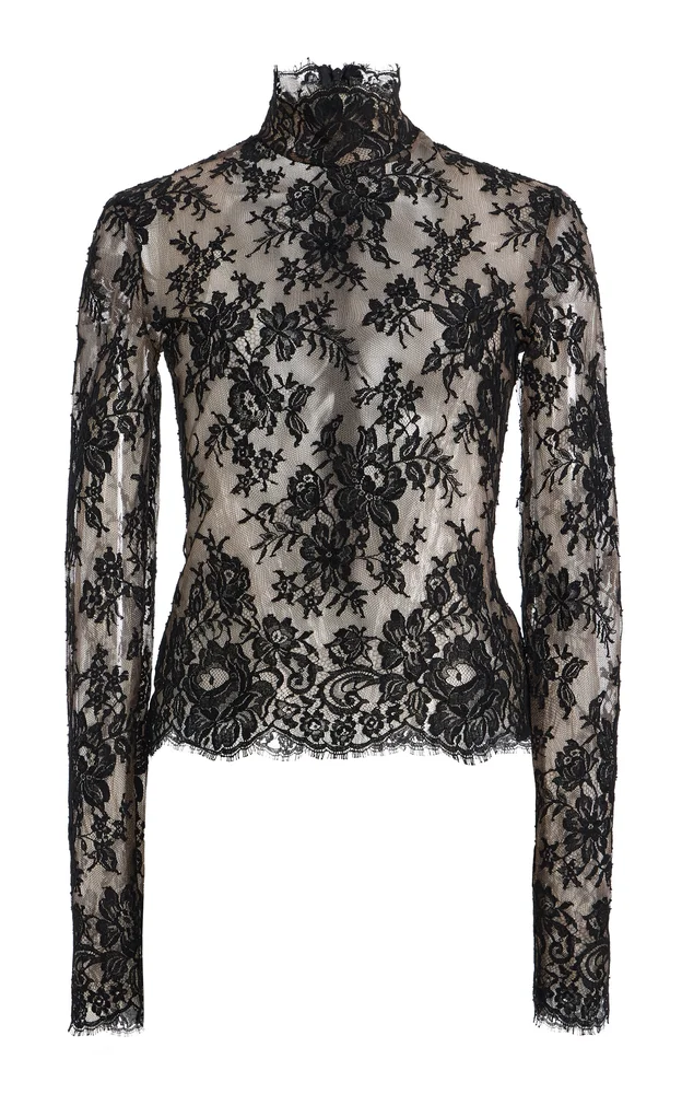 Paulina High Collar Lace Top