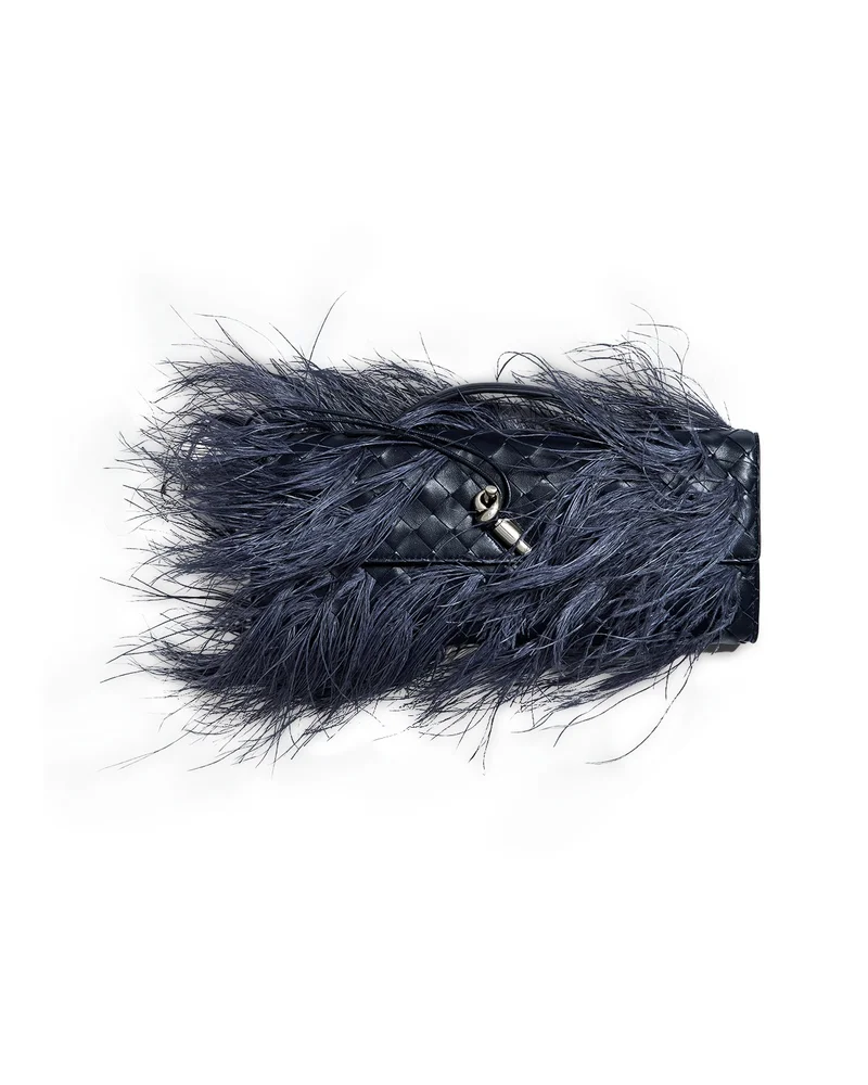 Andiamo Intrecciato Ostrich Feather Clutch