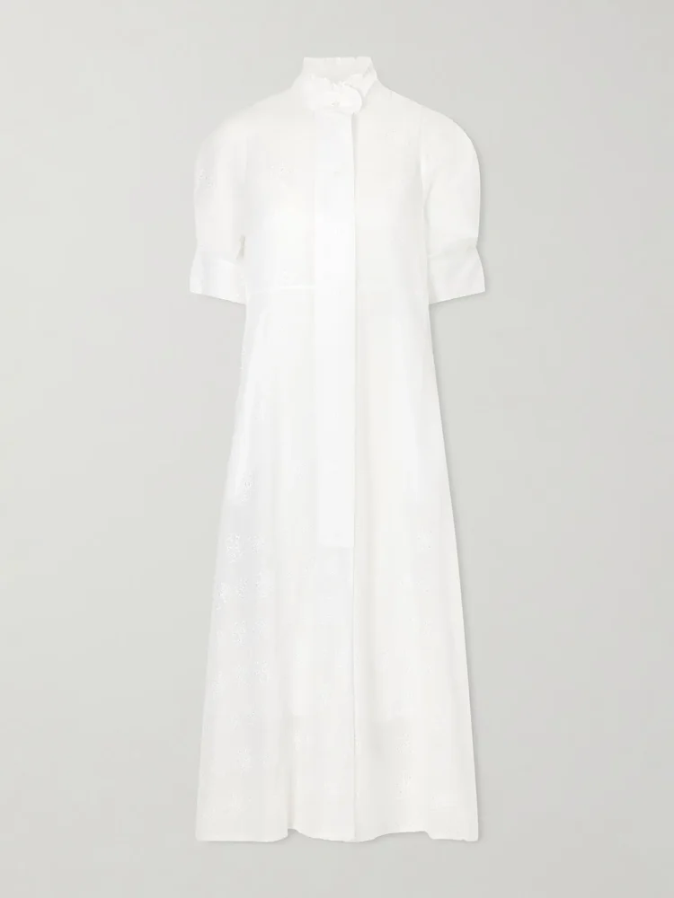 Venetia ruffled broderie anglaise cotton midi dress